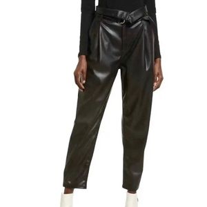 Open Edit Leather Trousers in Black
